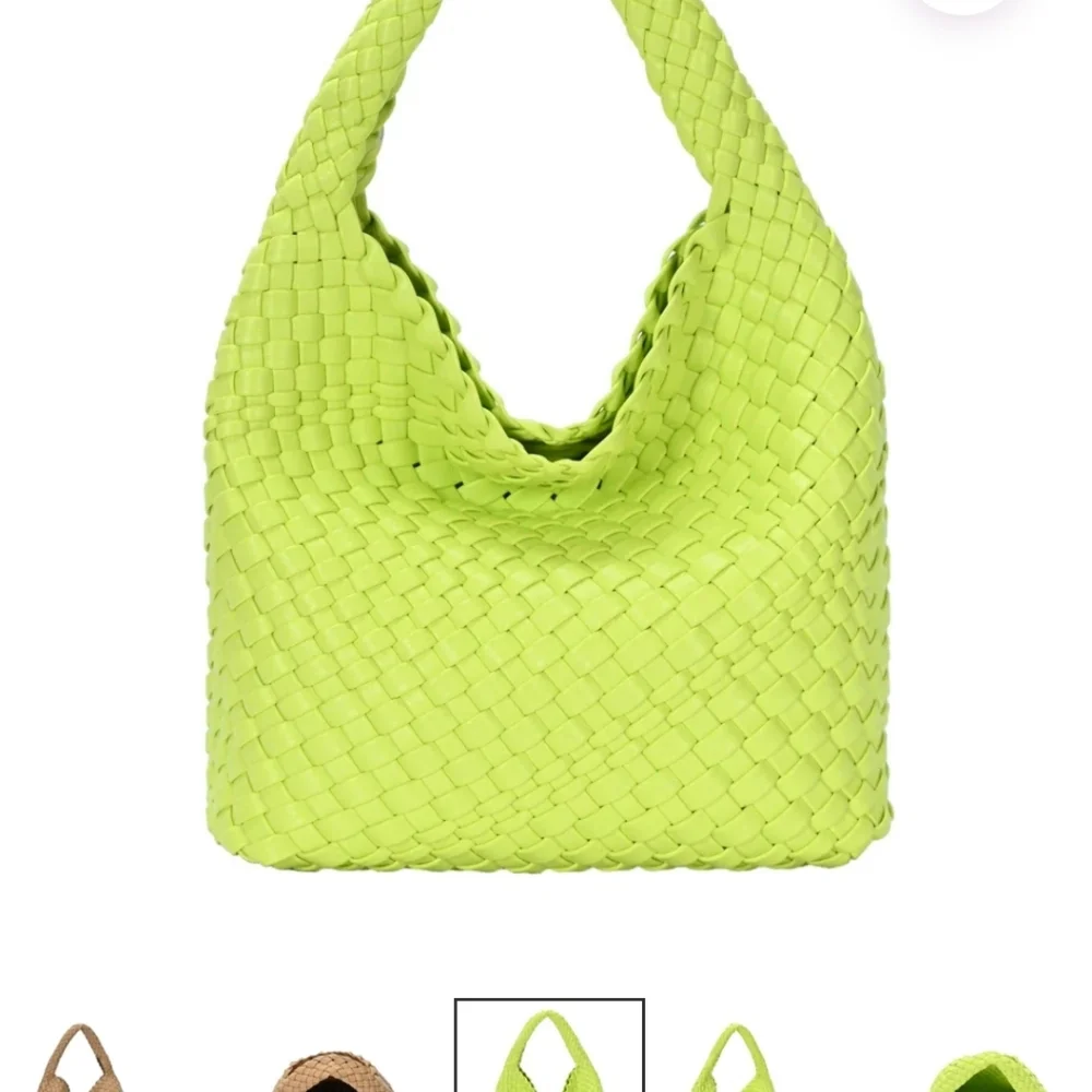 NWT Antik Kraft Bright Green Hand Woven Vegan Leather Boho Hobo Bag